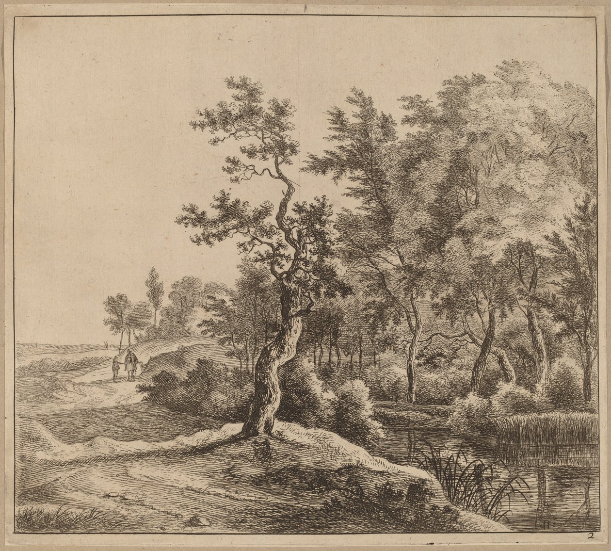 Landschaft mit einer kurvenreichen Straße von Jan Hackaert