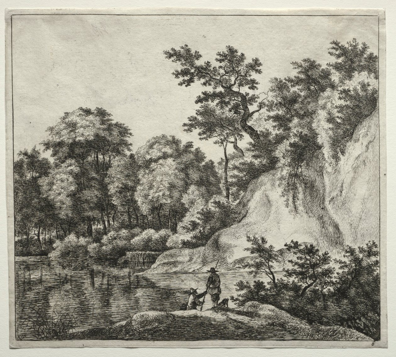 Der vom Fluss umspülte Felsen von Jan Hackaert