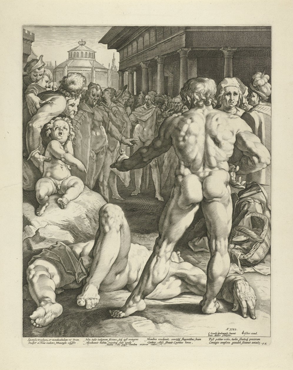 Kampf zwischen Odysseus und Irus von Jan Harmensz. Muller