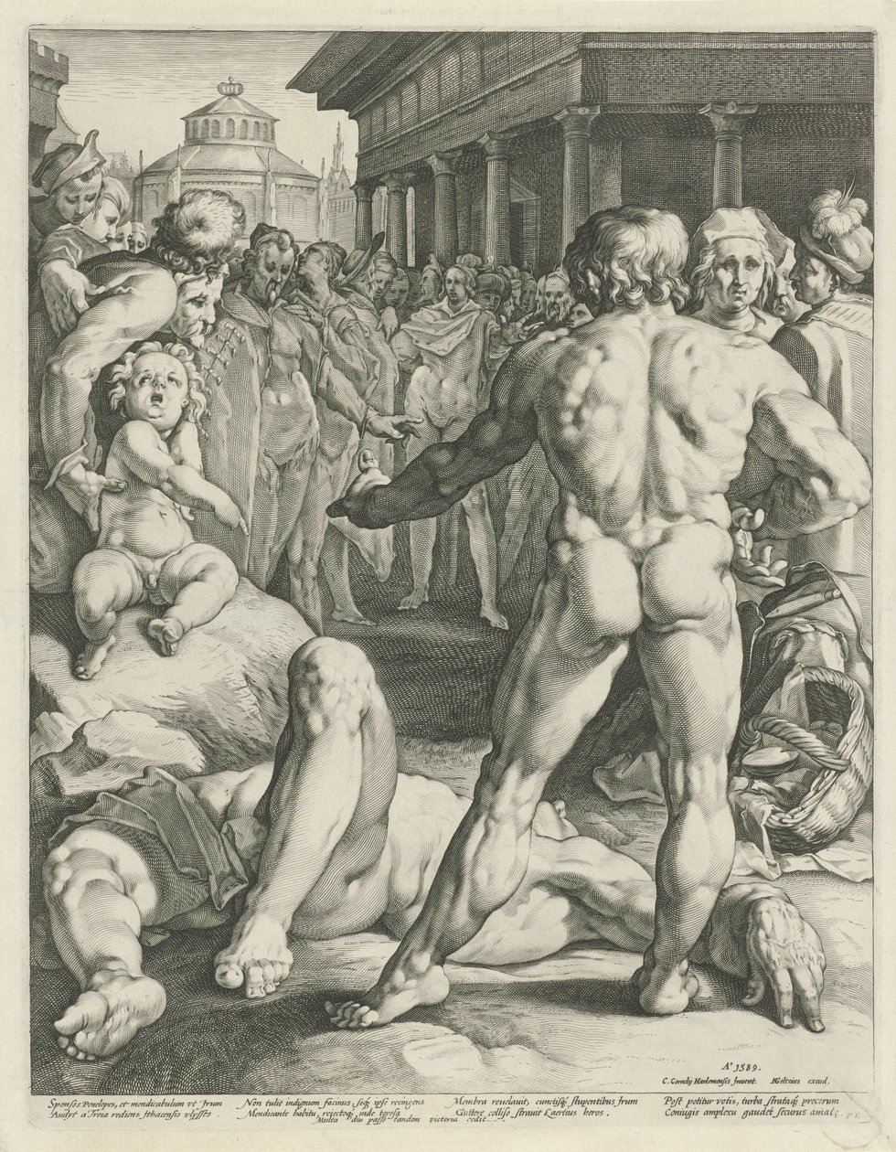 Kampf zwischen Odysseus und Irus von Jan Harmensz. Muller