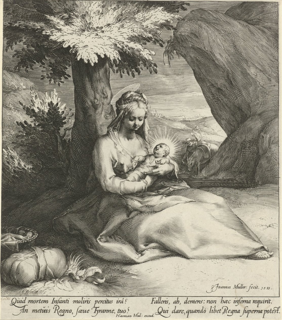 Ruhe auf der Flucht nach Ägypten von Jan Harmensz. Muller