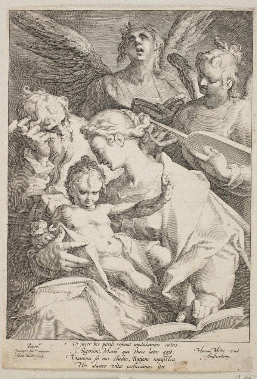 Die Heilige Familie von Engeln begleitet von Jan Harmensz. Muller