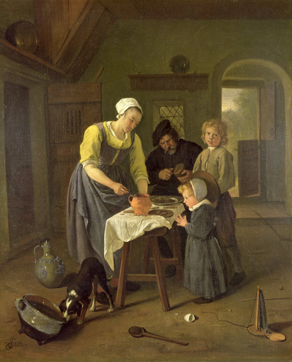 Bauernfamilie beim Essen, ca. 1665 von Jan Havickszoon Steen