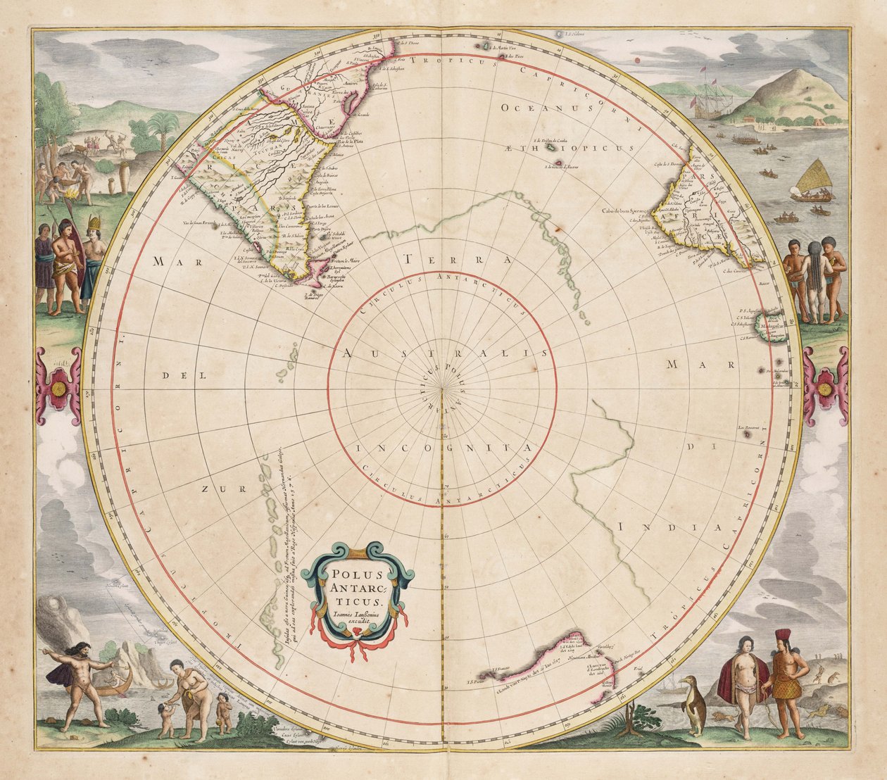 Karte Polus Antarcticus, 1657 von Jan Janssonius