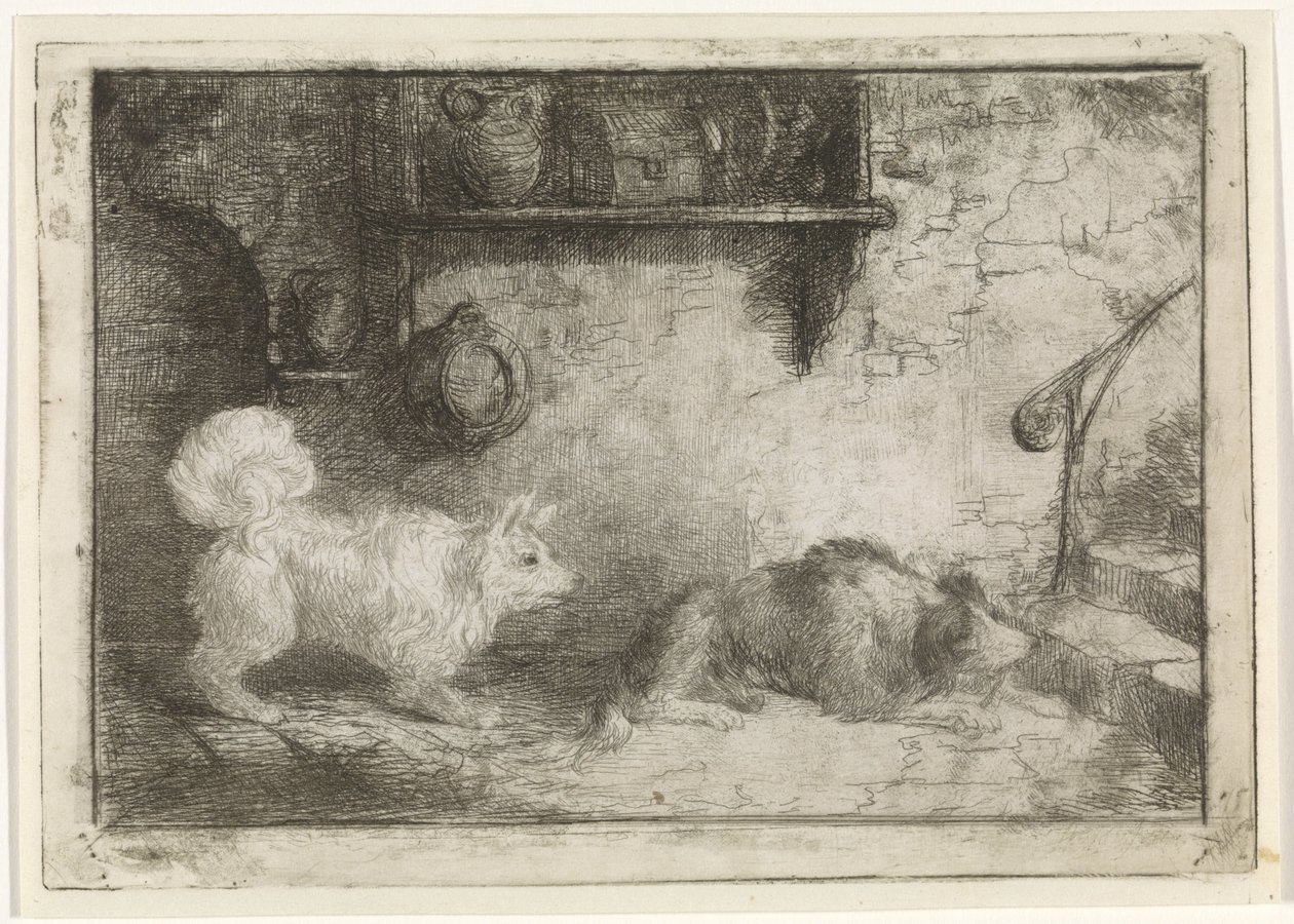 Zwei Hunde von Jan Karel Jacob de Jonge