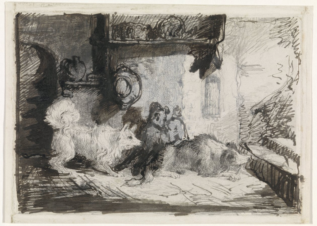 Zwei Hunde von Jan Karel Jacob de Jonge