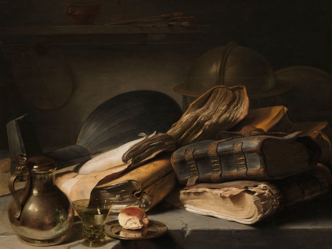 Stillleben mit Büchern (Vanitas-Stillleben) von Jan Lievens