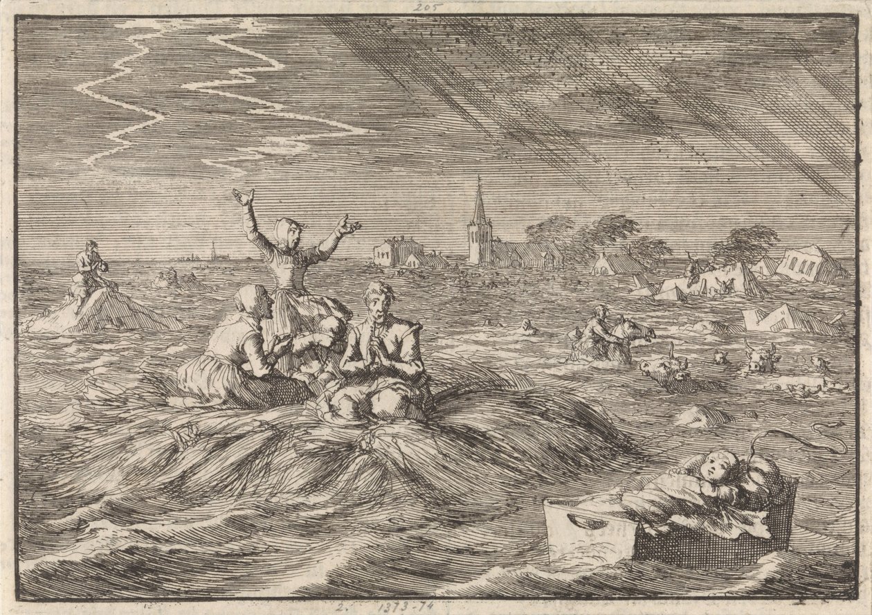 Hochwasser in Groningen, 1686 von Jan Luyken