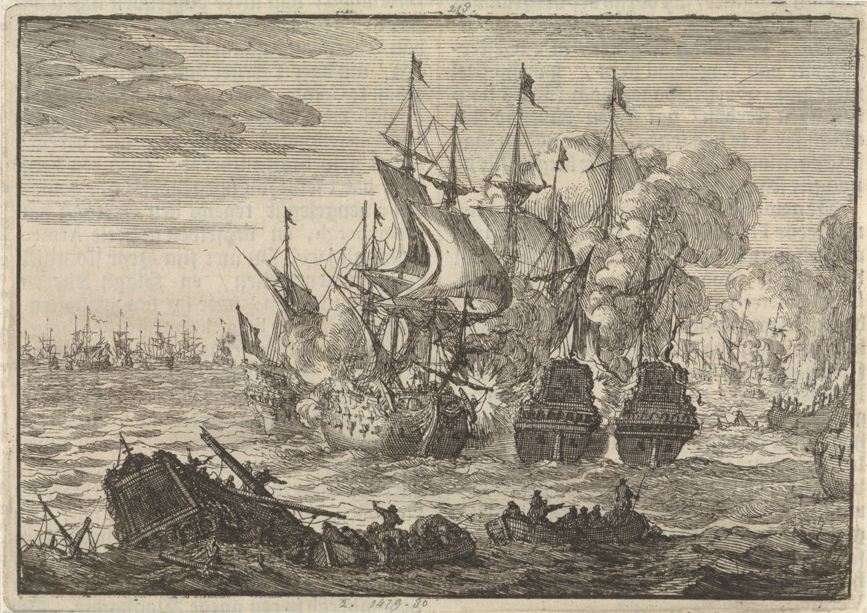 Seeschlacht bei Beachy Head, 1690 von Jan Luyken