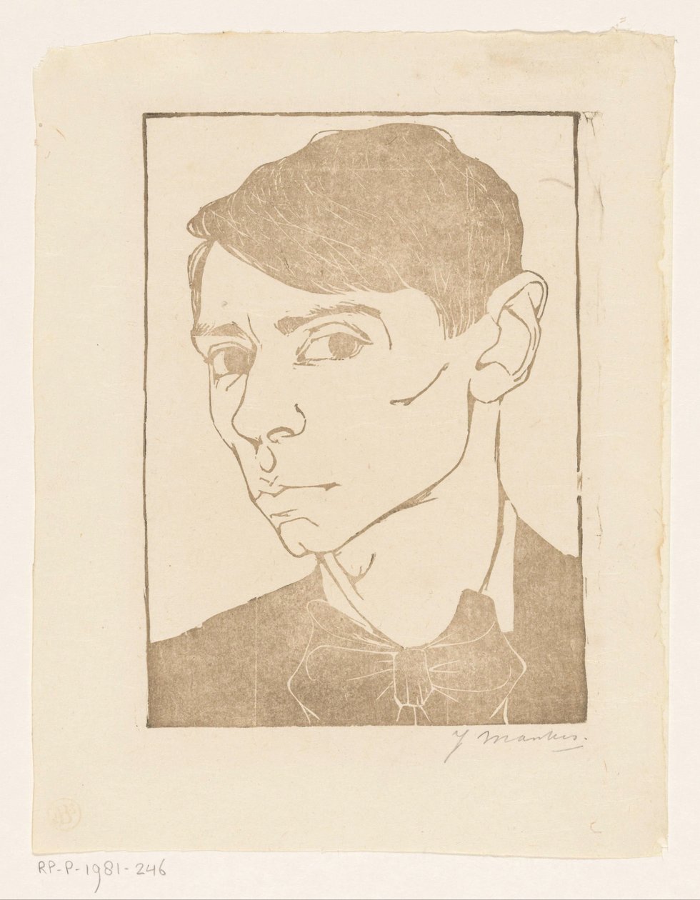 Selbstporträt mit Fliege von Jan Mankes (signed by artist)