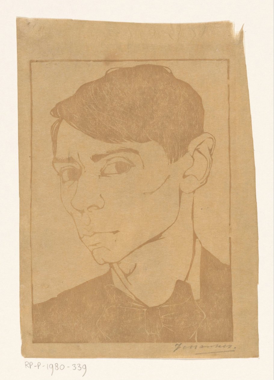 Selbstporträt mit Fliege von Jan Mankes (signed by artist)