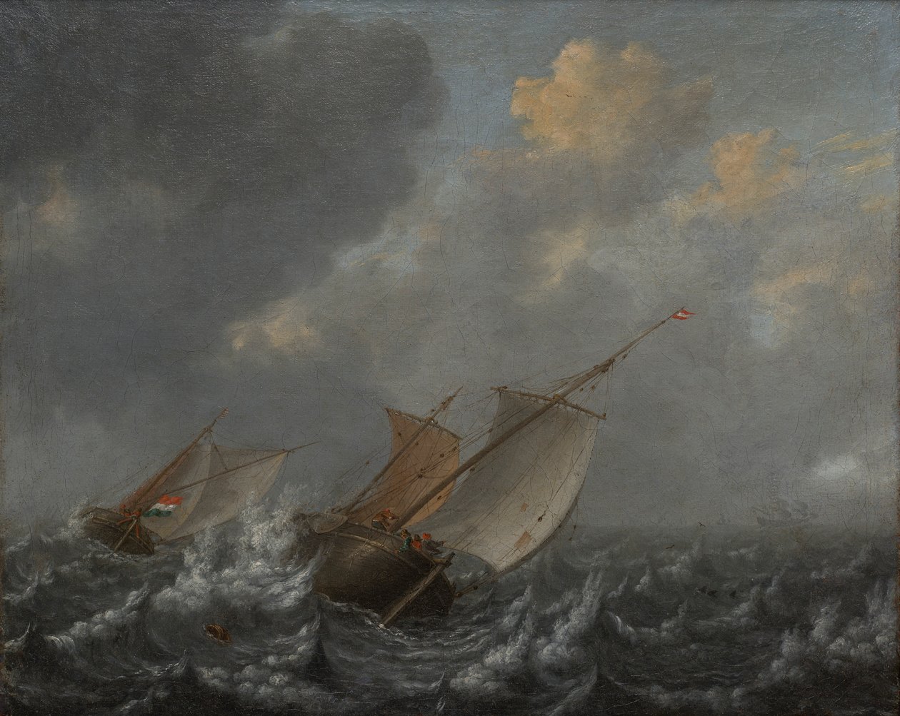 Schiffe auf stürmischer See von Jan Porcellis