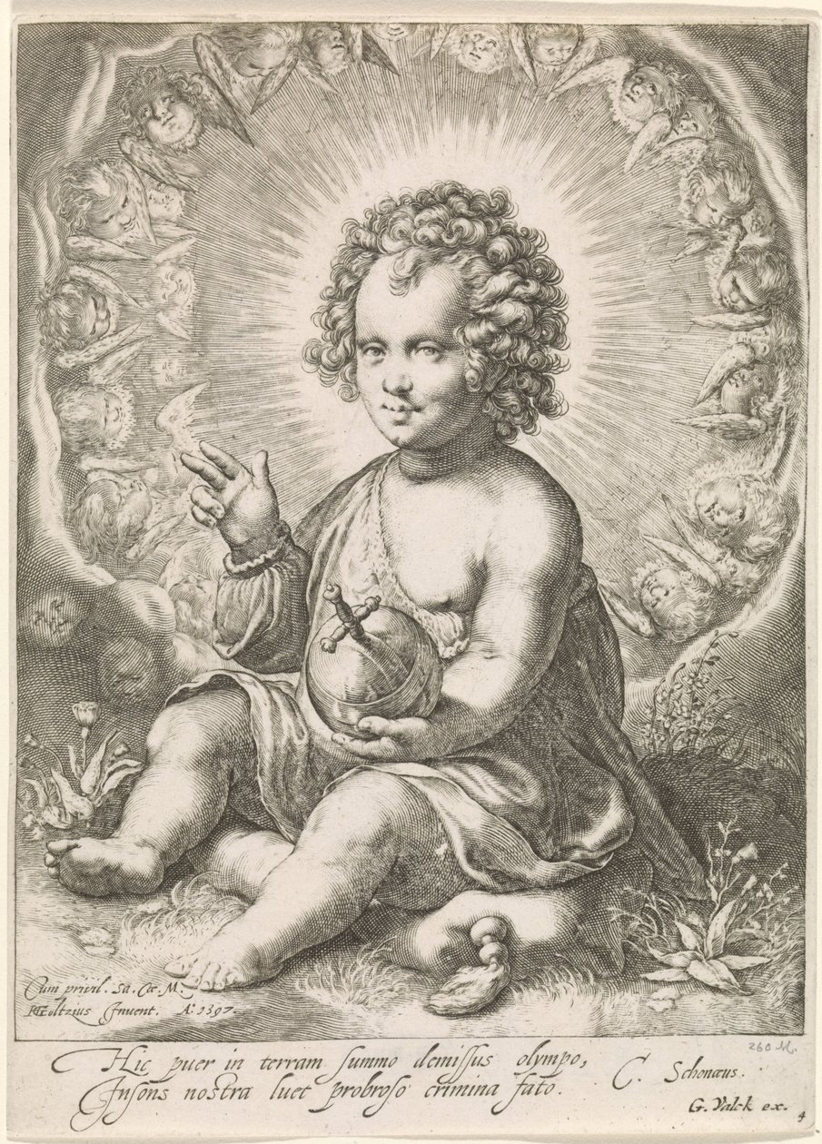 Christuskind als Salvator Mundi von Jan Saenredam (attributed to)