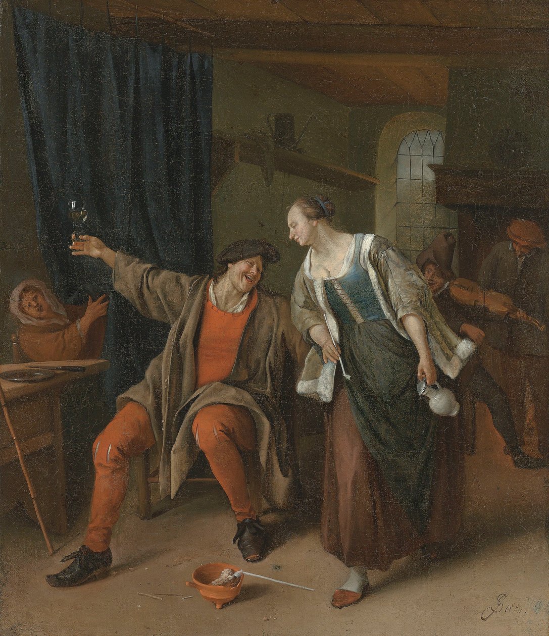 Ein Bauernpaar, das in einem Gasthaus zecht von Jan Steen