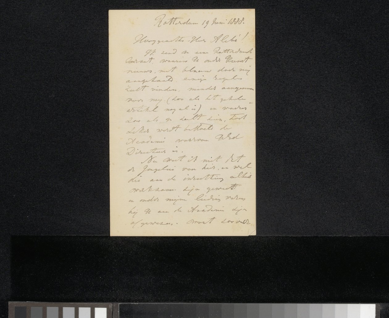 Brief an August Allebé von Jan Striening