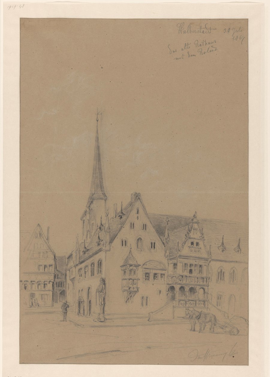 Das Rathaus mit dem Roland von Halberstadt von Jan Striening