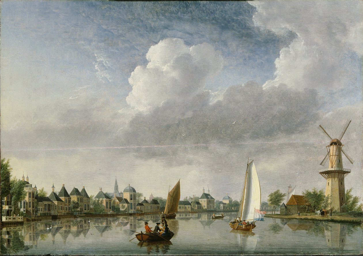 Der Fluss Spaarne in Haarlem, 1750 von Jan Ten Compe