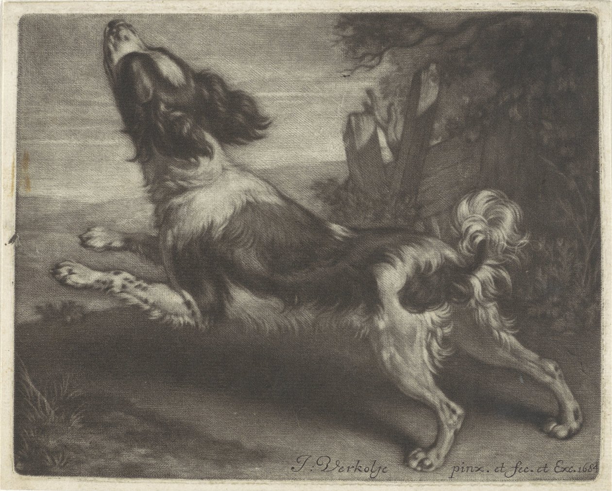 Rennender Hund, möglicherweise ein Spaniel von Jan Verkolje (I)