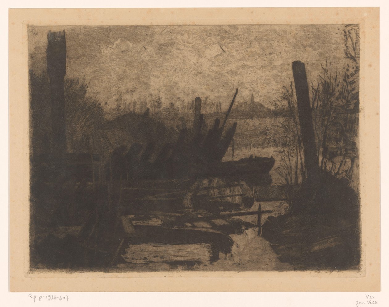 Wracks in einer Polderlandschaft von Jan Veth