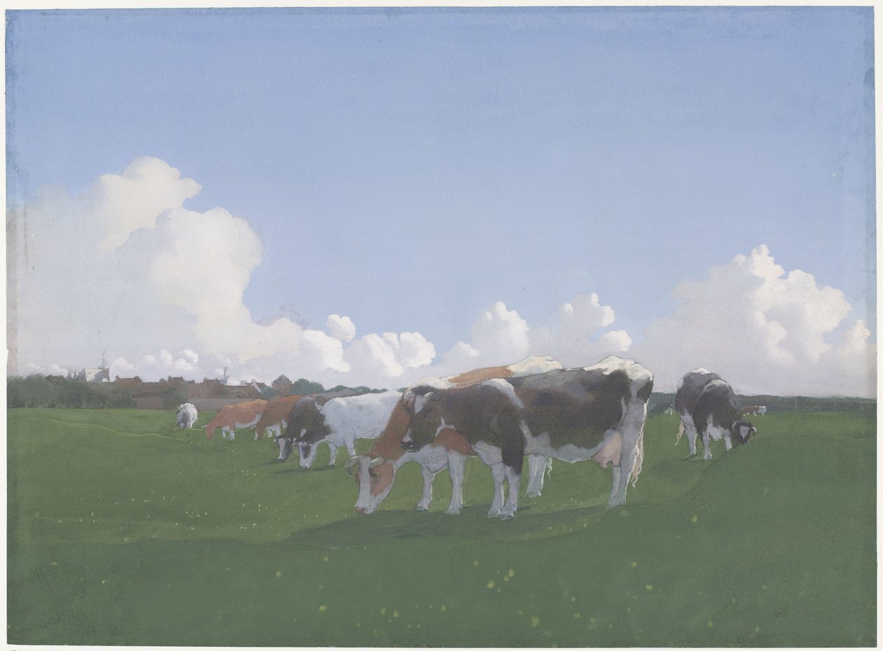 Weidende Kühe auf einer Wiese von Jan  Voerman