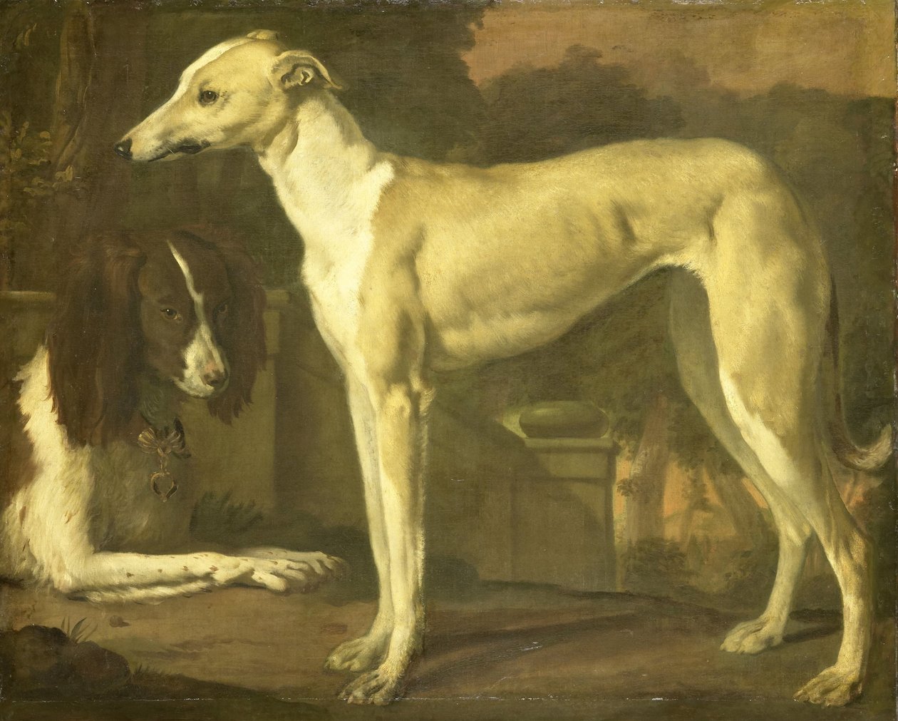 Porträt eines Windhunds und Spaniels von Jan Baptist Weenix