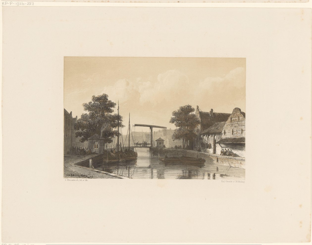 Ansicht eines Kanals mit Zugbrücke von Jan Weissenbruch