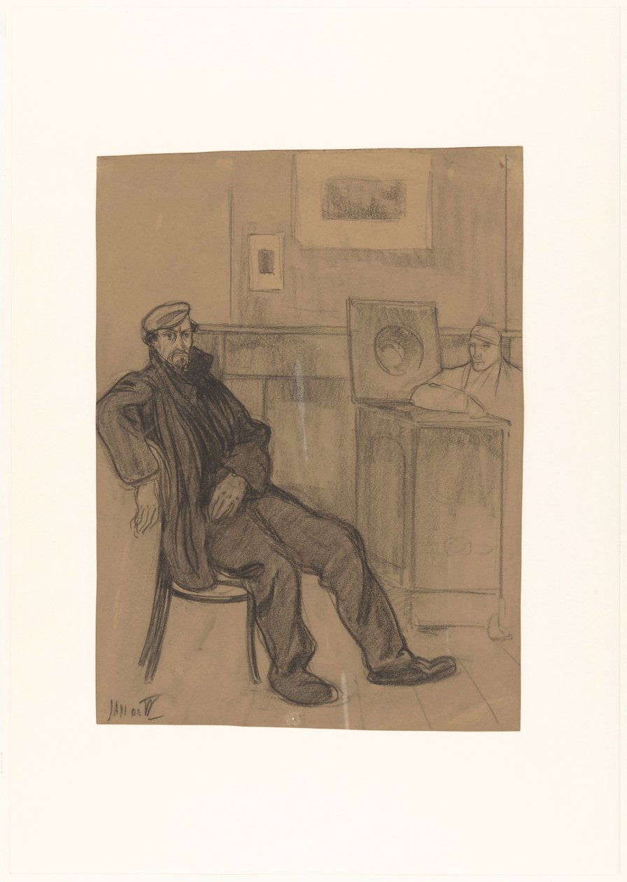 Mann auf Stuhl von Jan de Waardt (signed by artist)