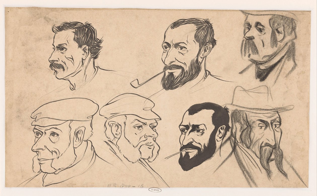 Studienblatt mit Köpfen von Jan de Waardt