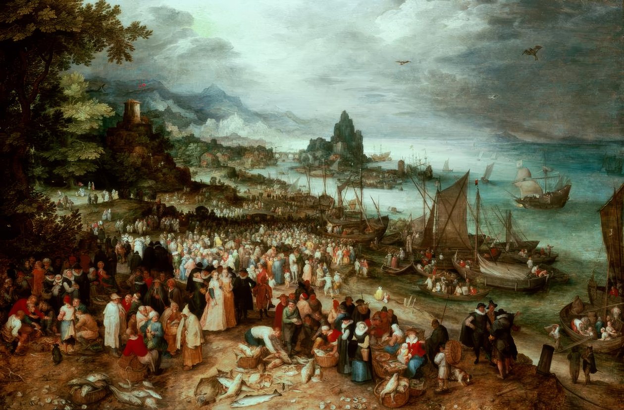 Seehafen mit der Predigt Christi von Jan the Elder Brueghel