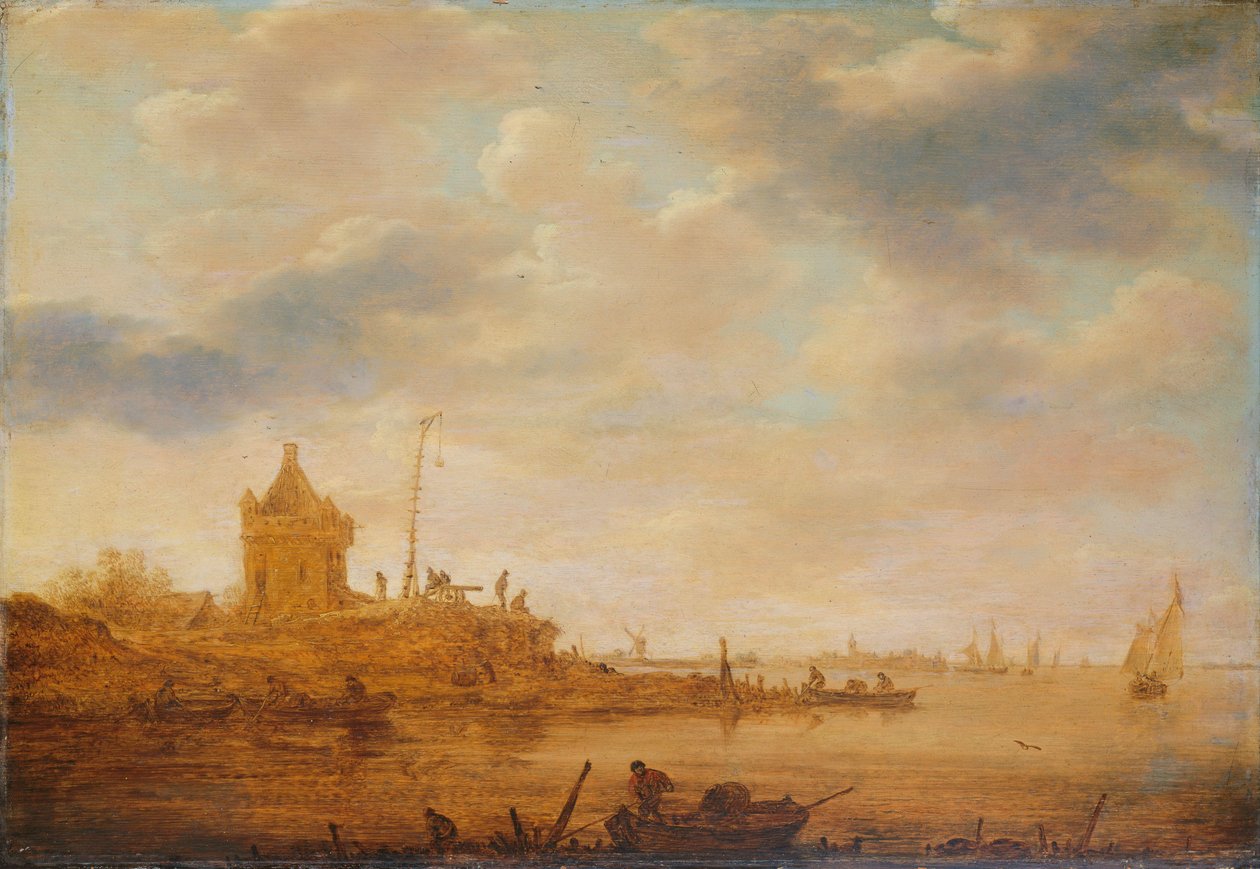 Flussansicht mit Wachposten von Jan van Goyen