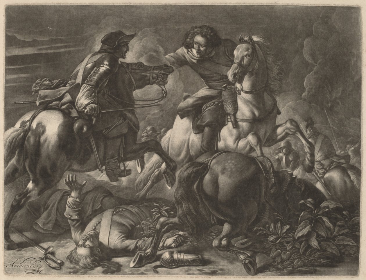 Zwei kämpfende Reiter von Jan van Huchtenburgh