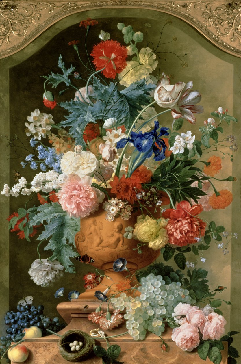 Blumen in einer Terrakottavase, 1736 von Jan van Huysum