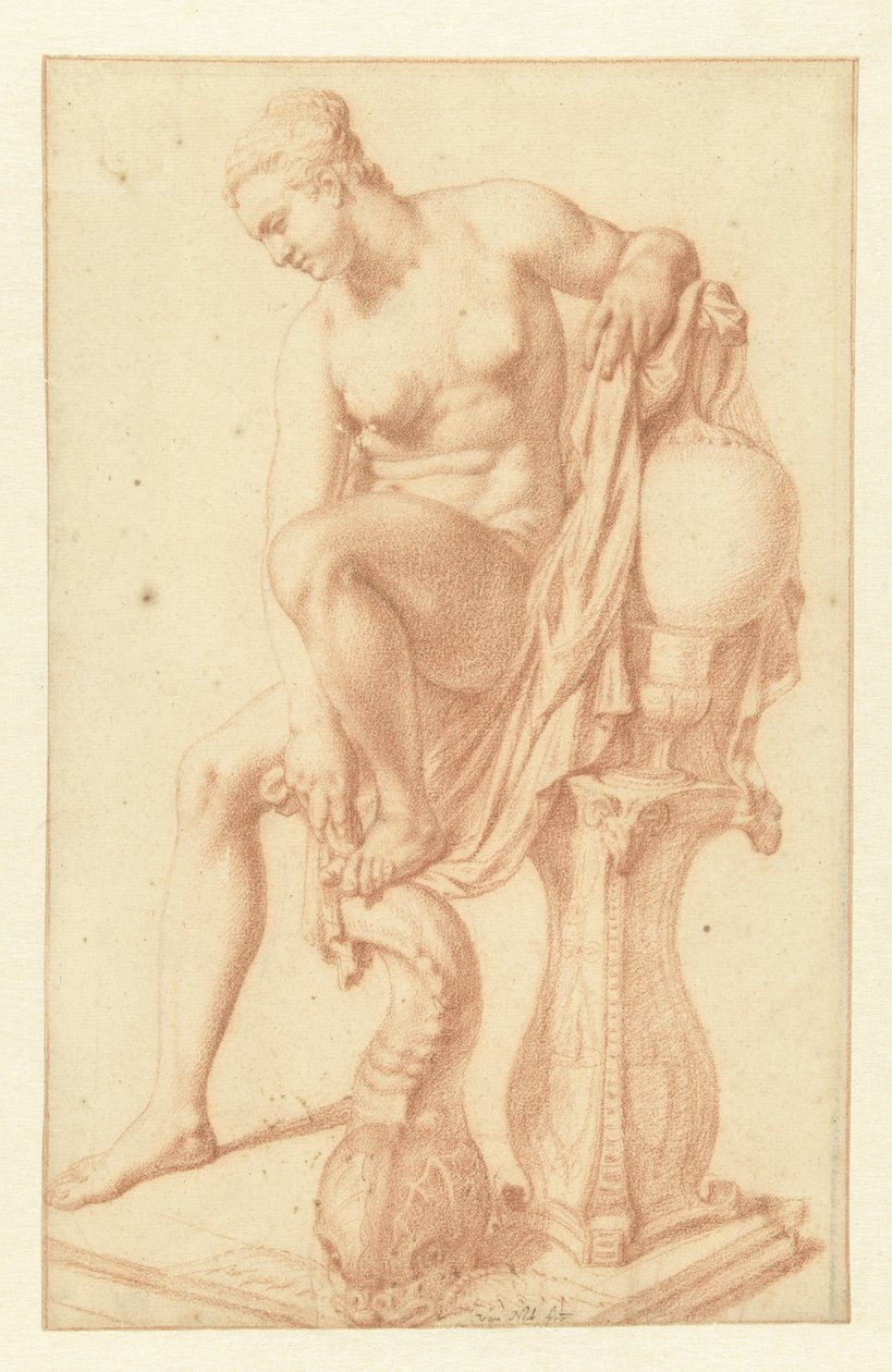 Sitzende nackte Frau bei ihrer Toilette von Jan van Neck
