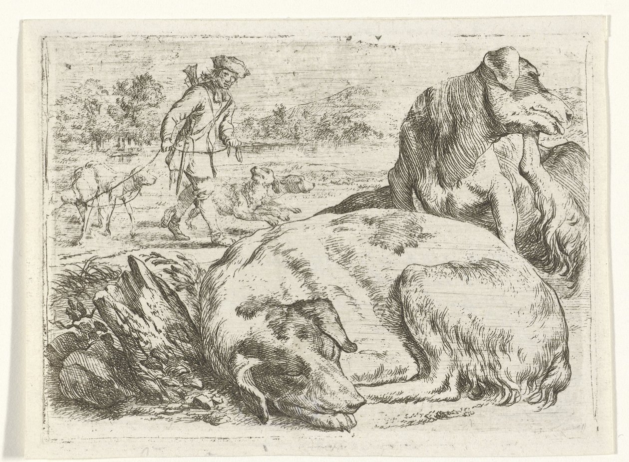 Jäger mit seinen Hunden von Jan van Ossenbeeck