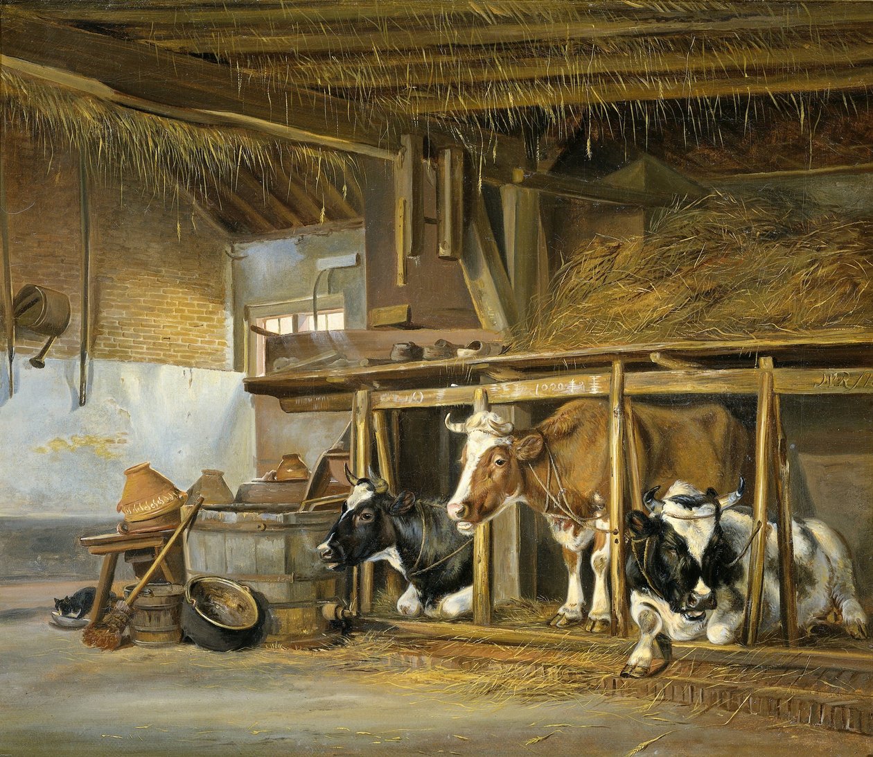 Kühe im Stall von Jan van Ravenswaay