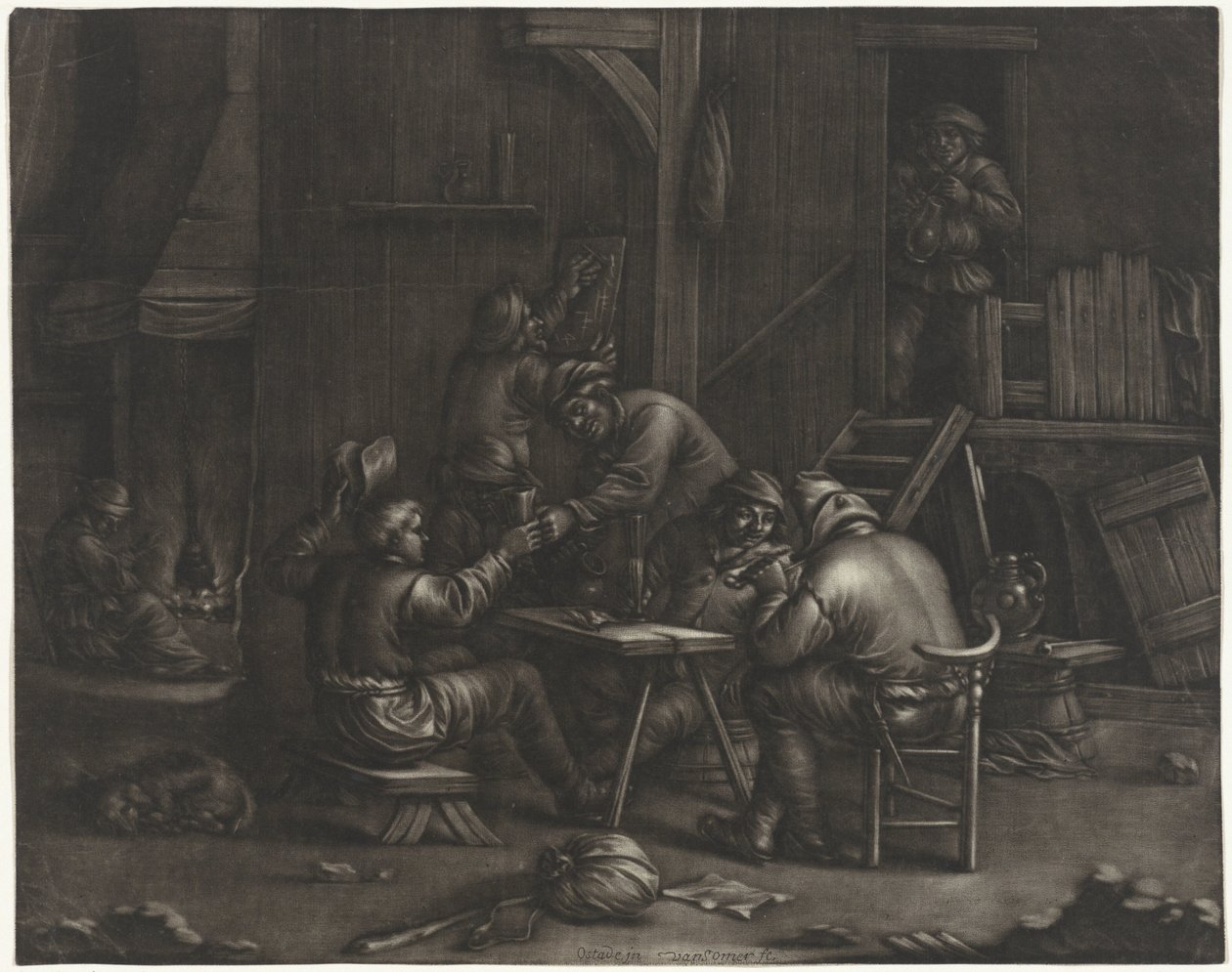 Gasthaus mit trinkenden Männern von Jan van Somer