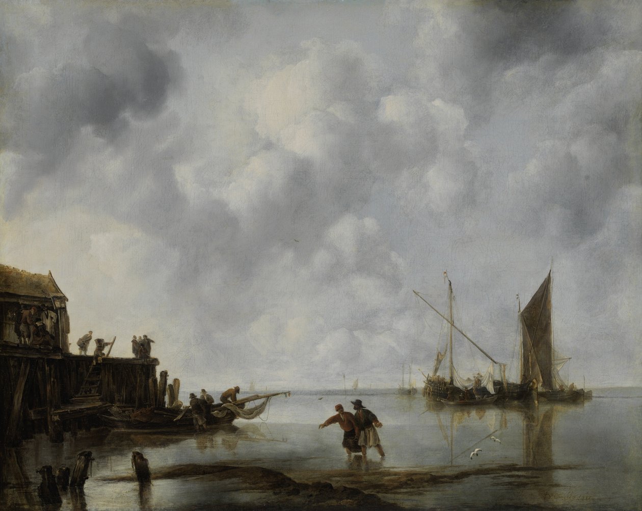 Fischerboote in ruhigem Wasser von Jan van de Cappelle