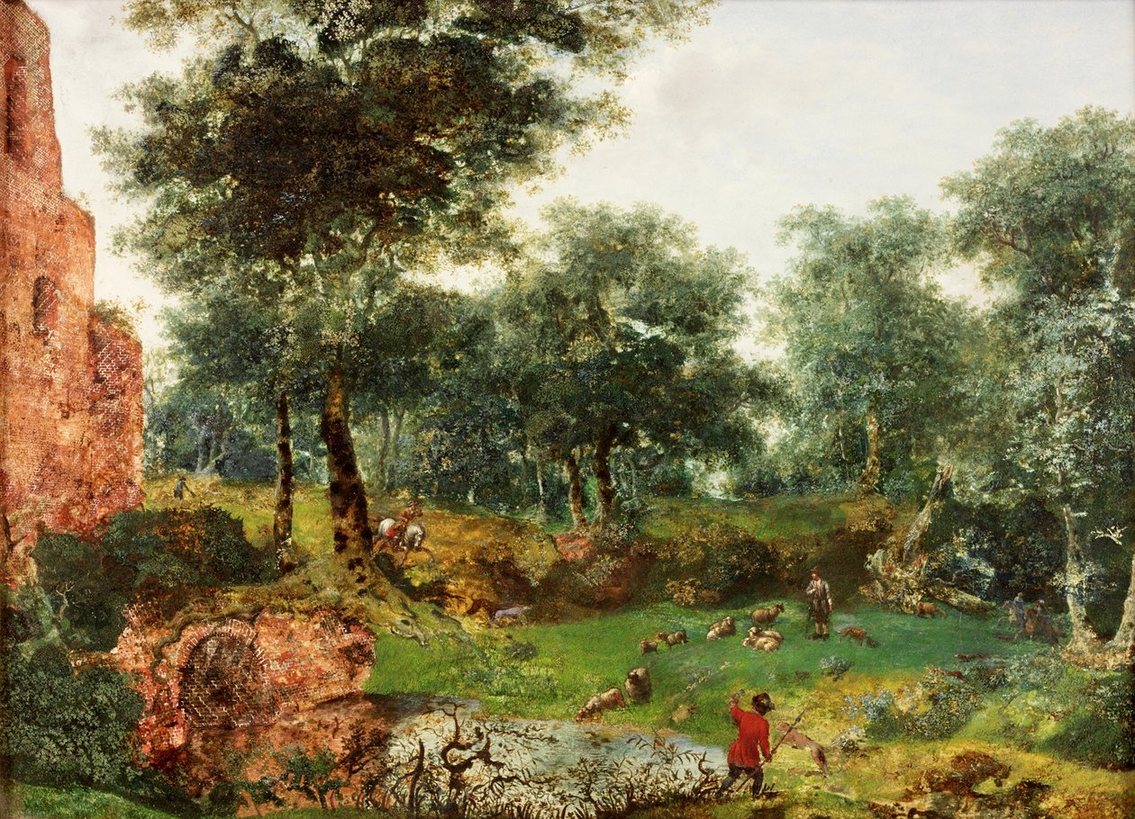 Bewaldete Landschaft, ca. 1690-1700 von Jan van der Heyden