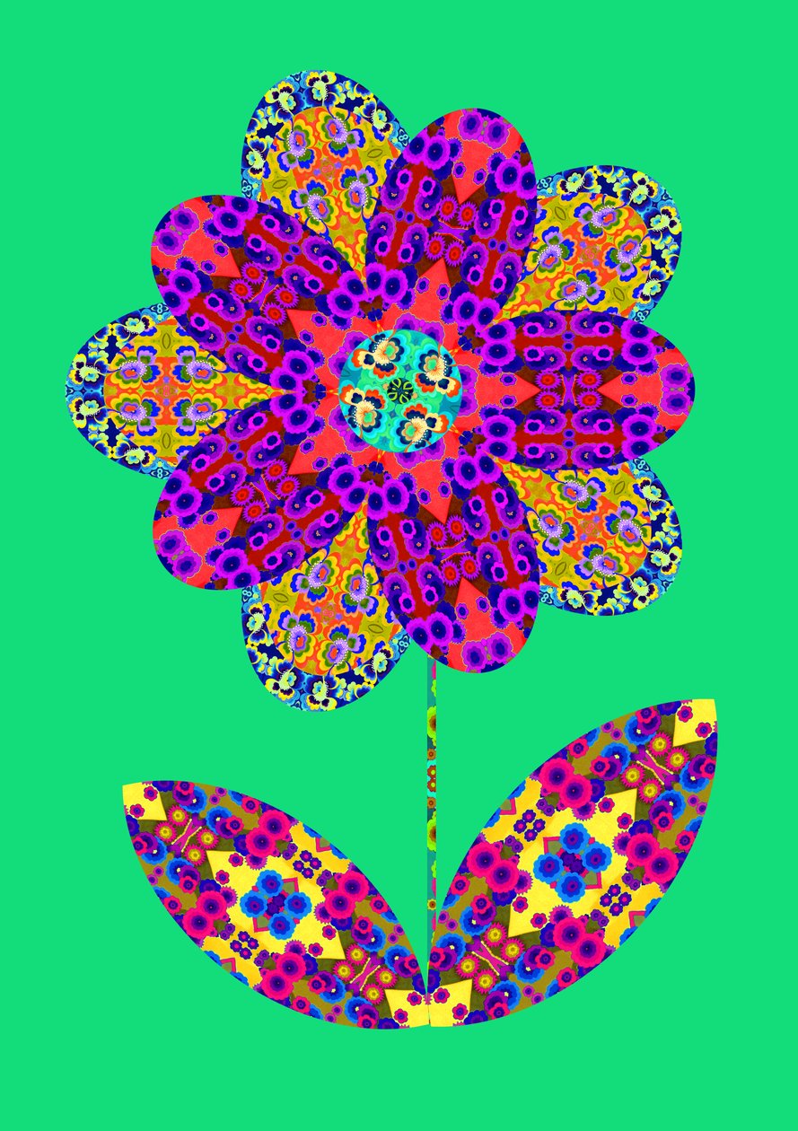 Blumenausschnitt auf Grün von Jane Tattersfield