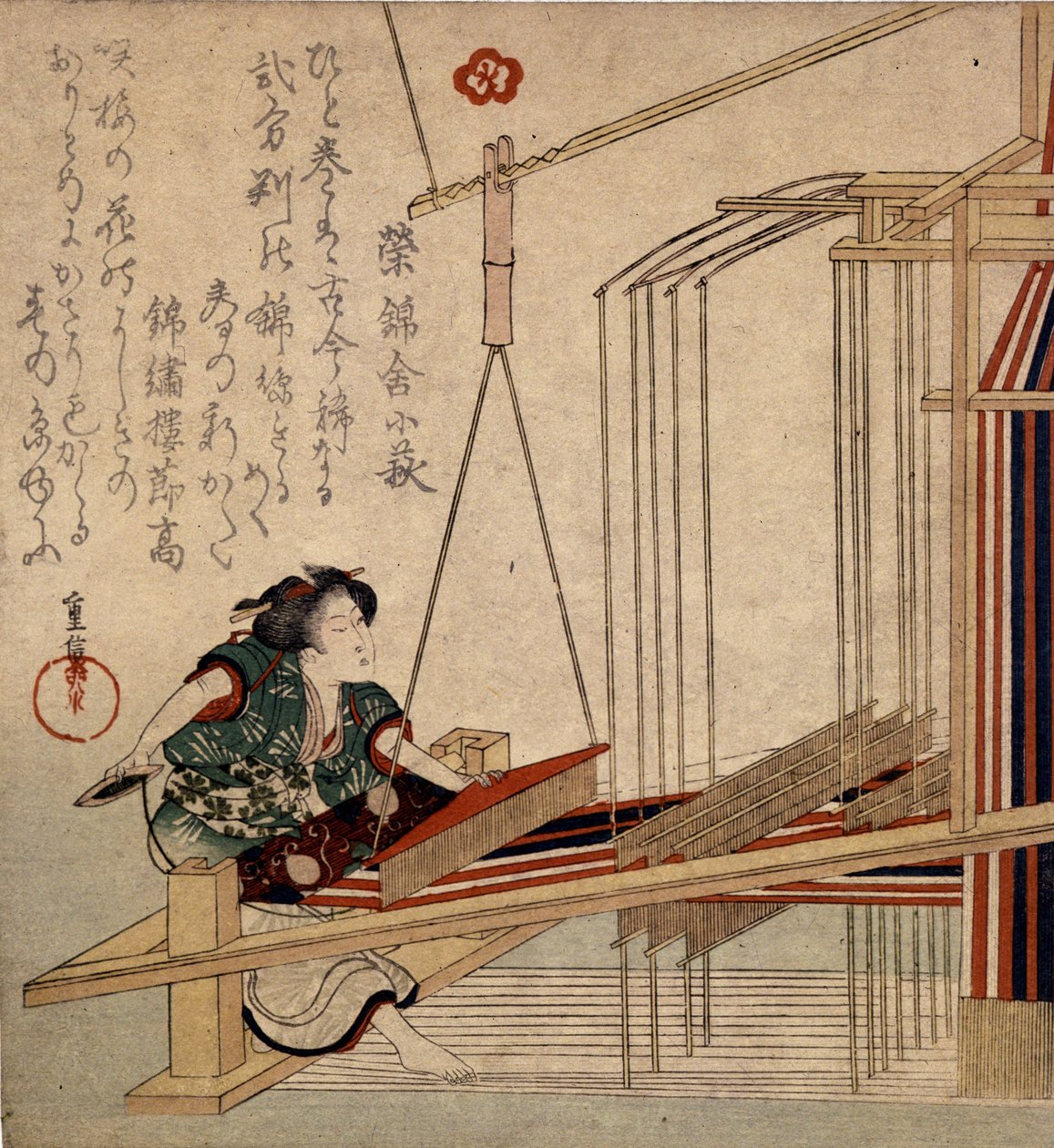 Weben in Japan im 18. Jahrhundert von Japanese School