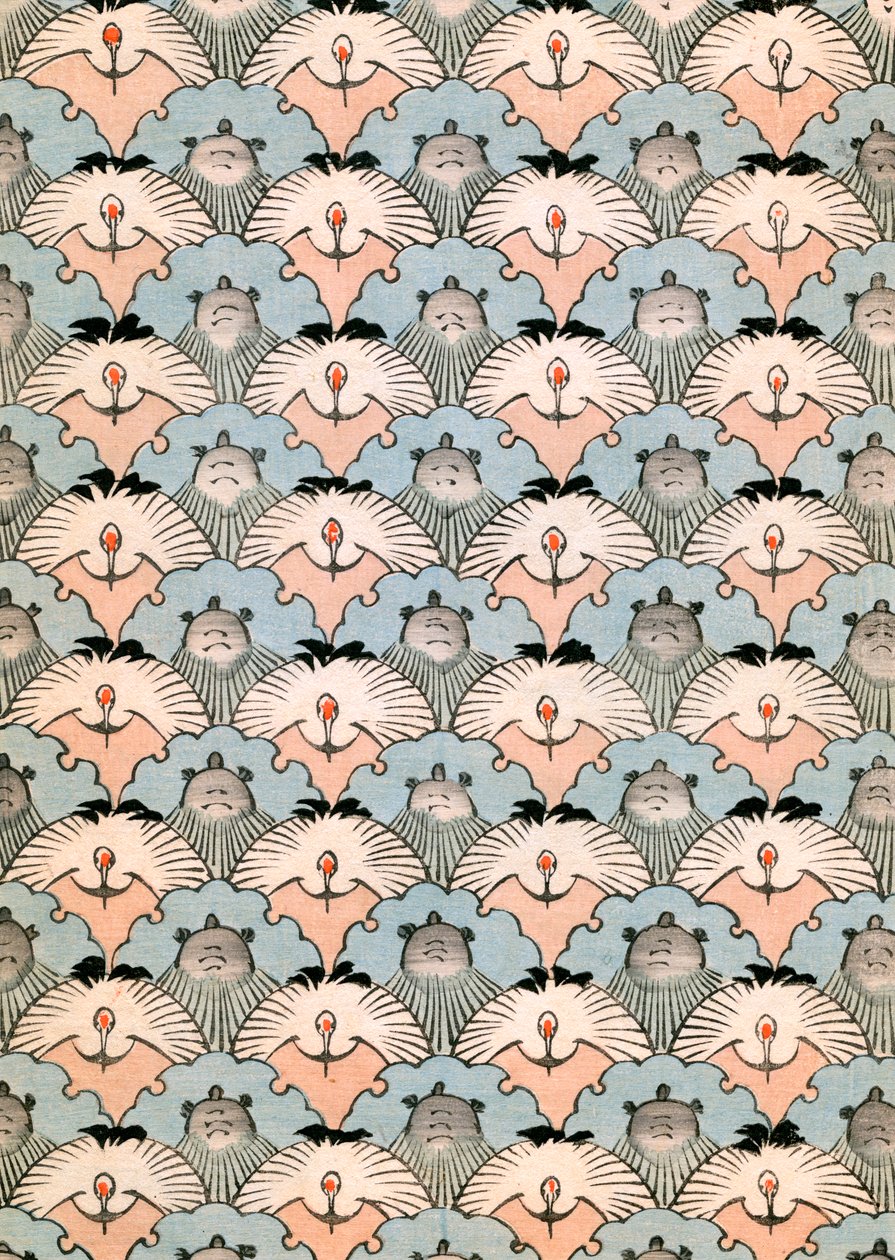 Holzschnitt von Ibis und Fledermäusen von Japanese School