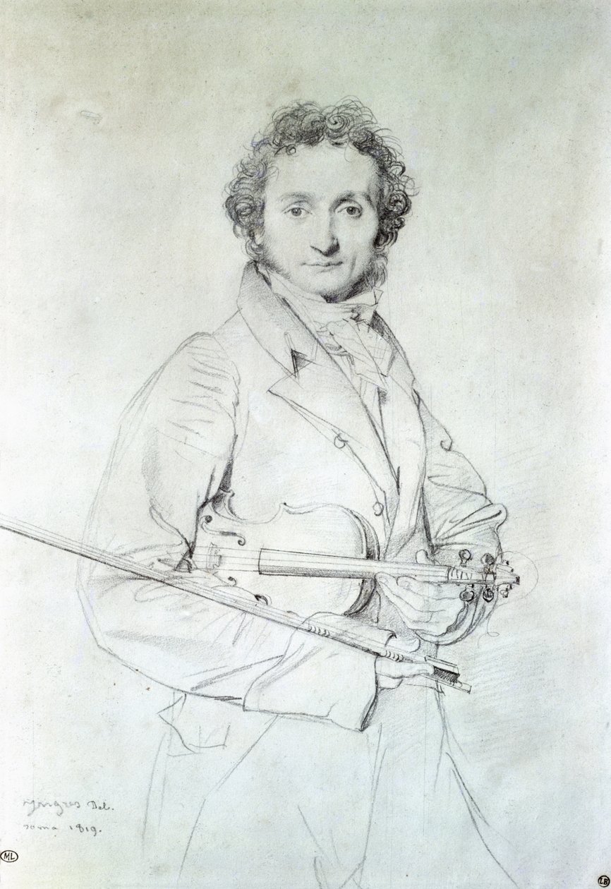 Porträt von Niccolo Paganini (1782-1840) 1819 von Jean Auguste Dominique Ingres