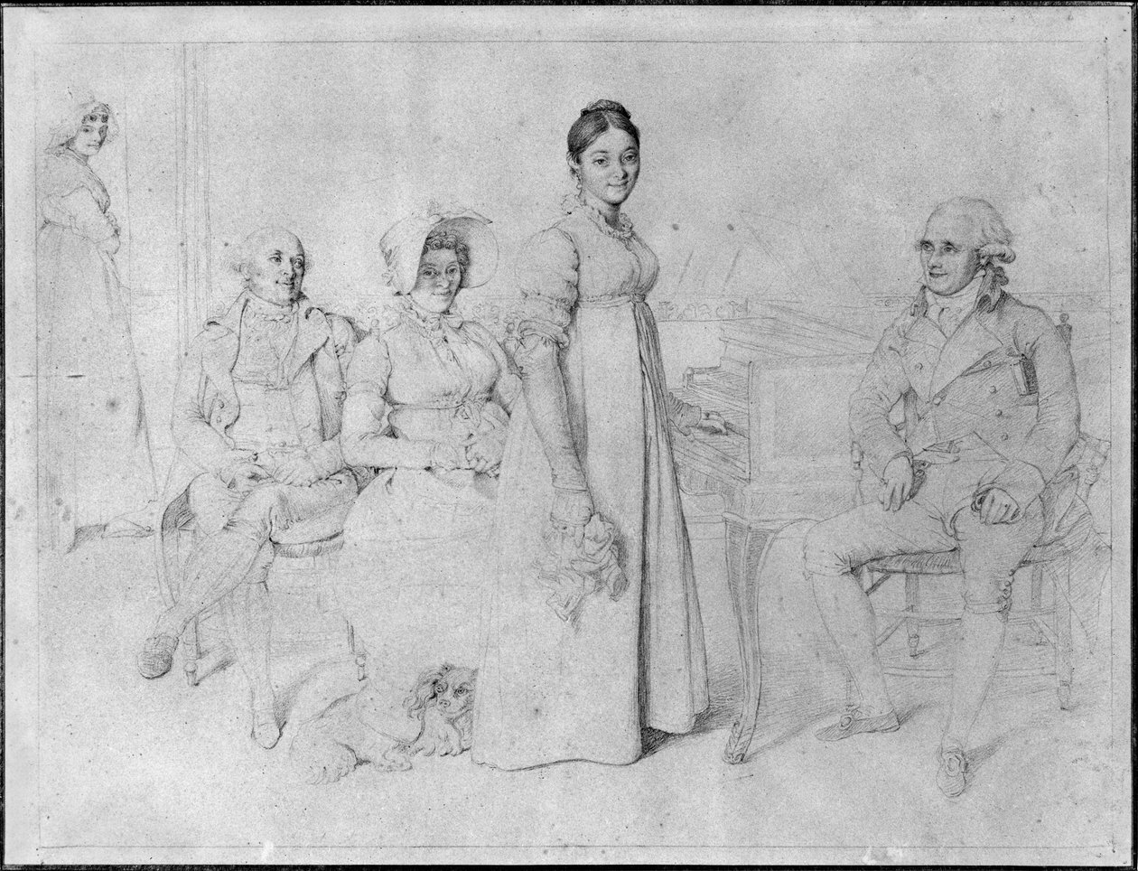 Die Familie Forestier (Graphit auf Papier) von Jean Auguste Dominique Ingres