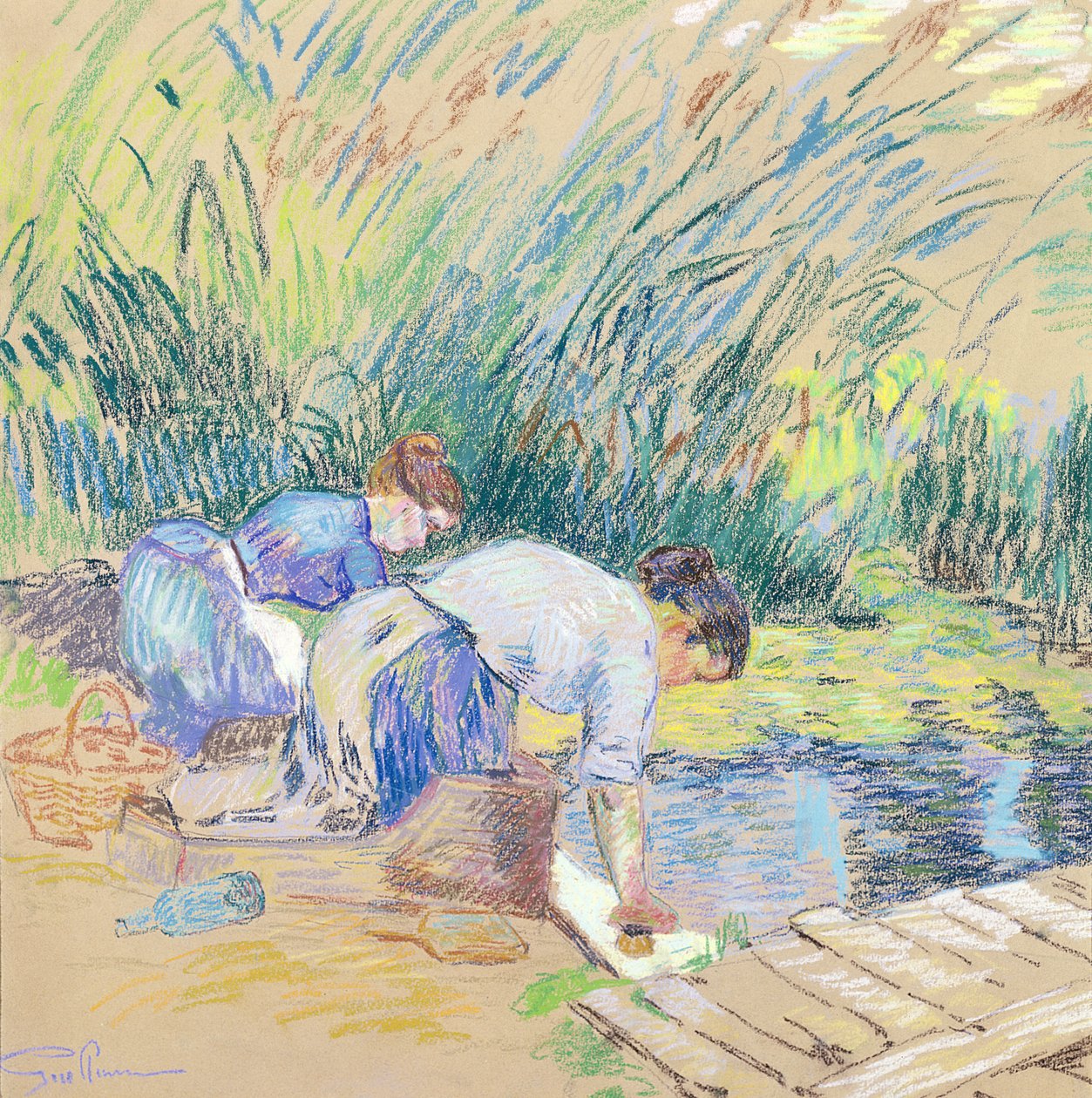 Zwei Wäscherinnen von Jean Baptiste Armand Guillaumin