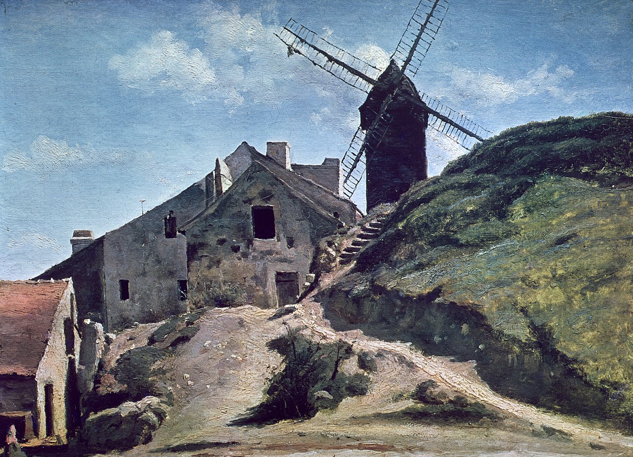 Eine Windmühle in Montmartre, 1840-45 von Jean Baptiste Camille Corot