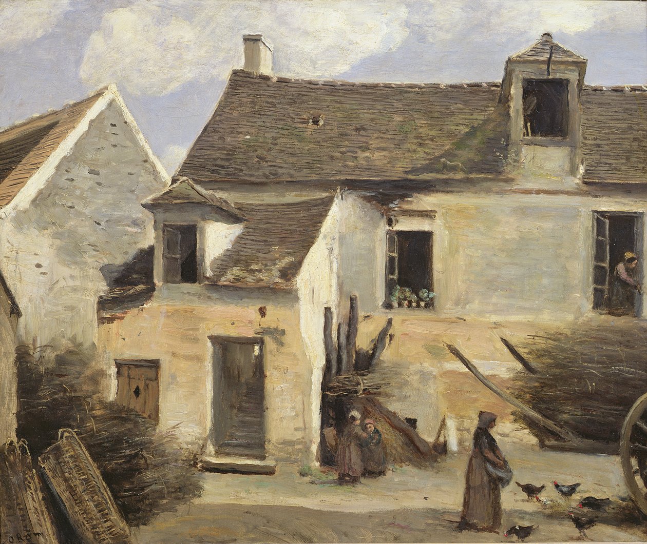 Hof einer Bäckerei in der Nähe von Paris, oder Hof eines Hauses in der Nähe von Paris, ca. 1865-70 von Jean Baptiste Camille Corot