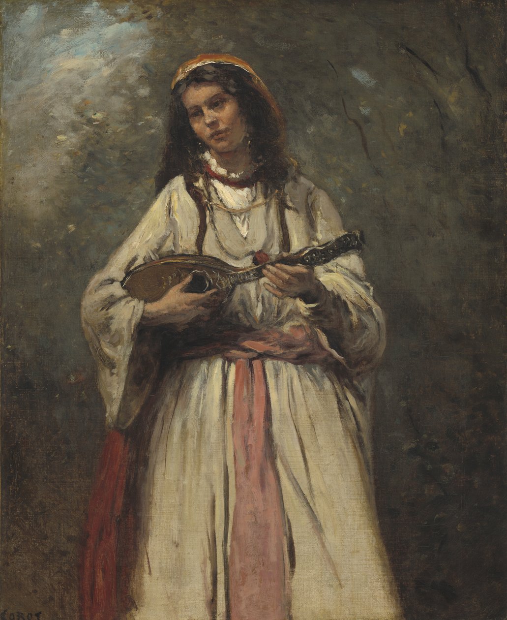 Zigeunermädchen mit Mandoline, ca. 1870 von Jean Baptiste Camille Corot