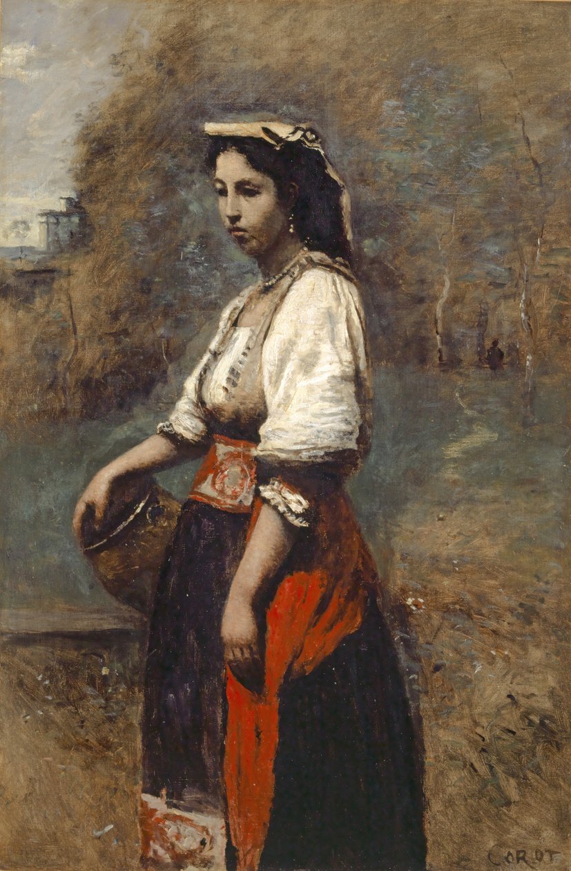 Italienerin am Brunnen von Jean Baptiste Camille Corot