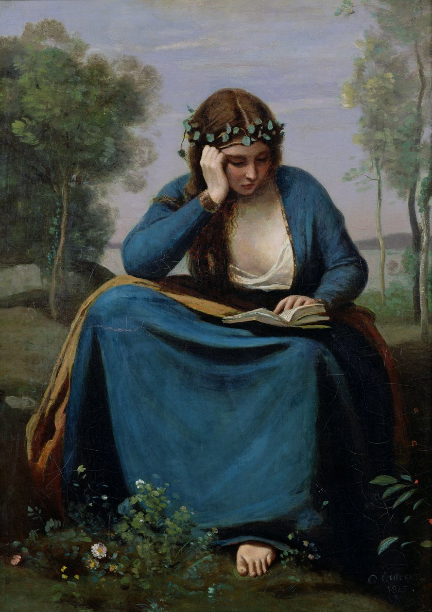 Der Leser mit Blumen gekrönt, oder Virgils Muse, 1845 von Jean Baptiste Camille Corot