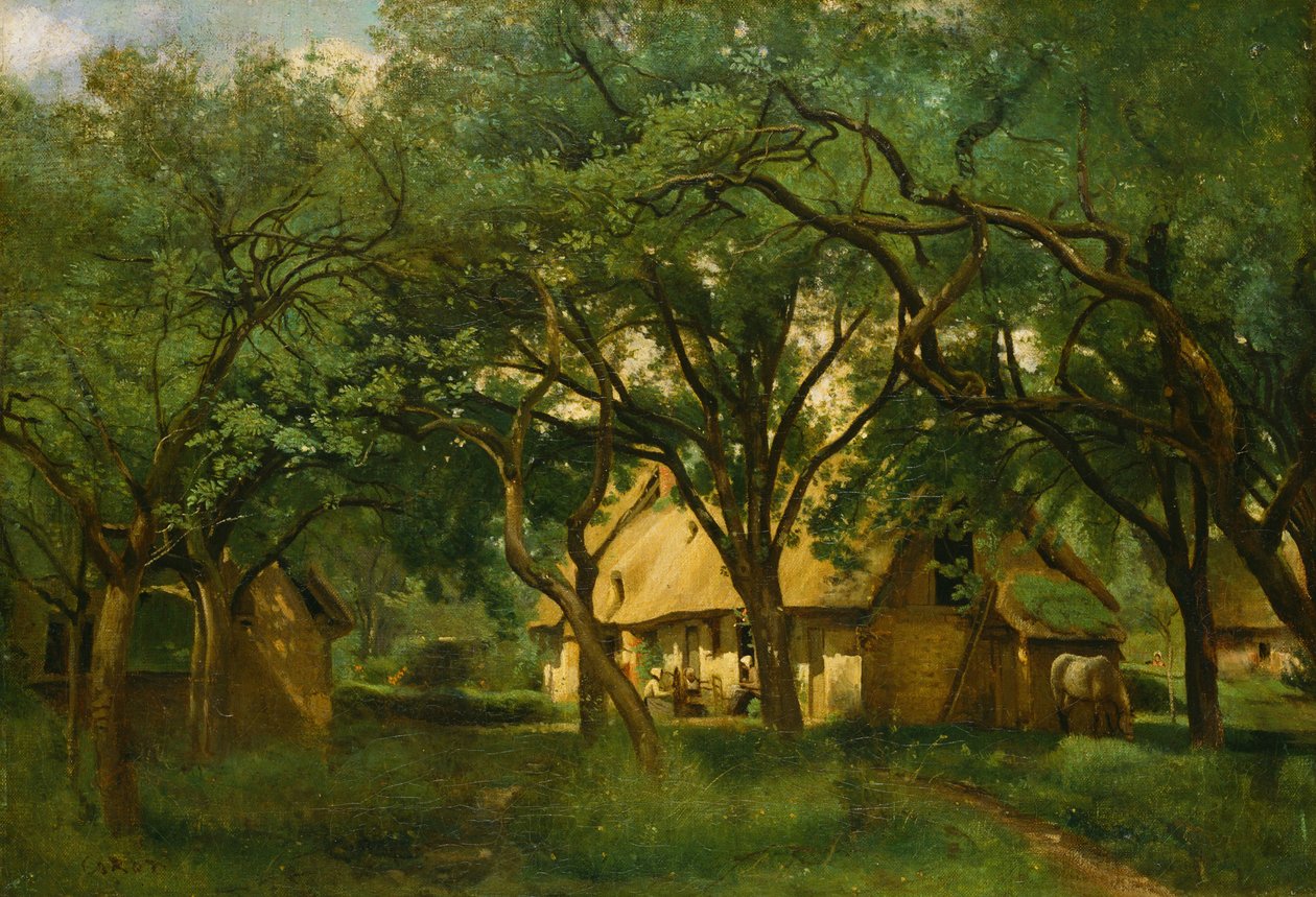 Der Toutain-Hof in Honfleur von Jean Baptiste Camille Corot